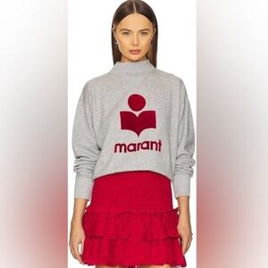 Isabel Marant Gray Sweatshirt with Red Logo